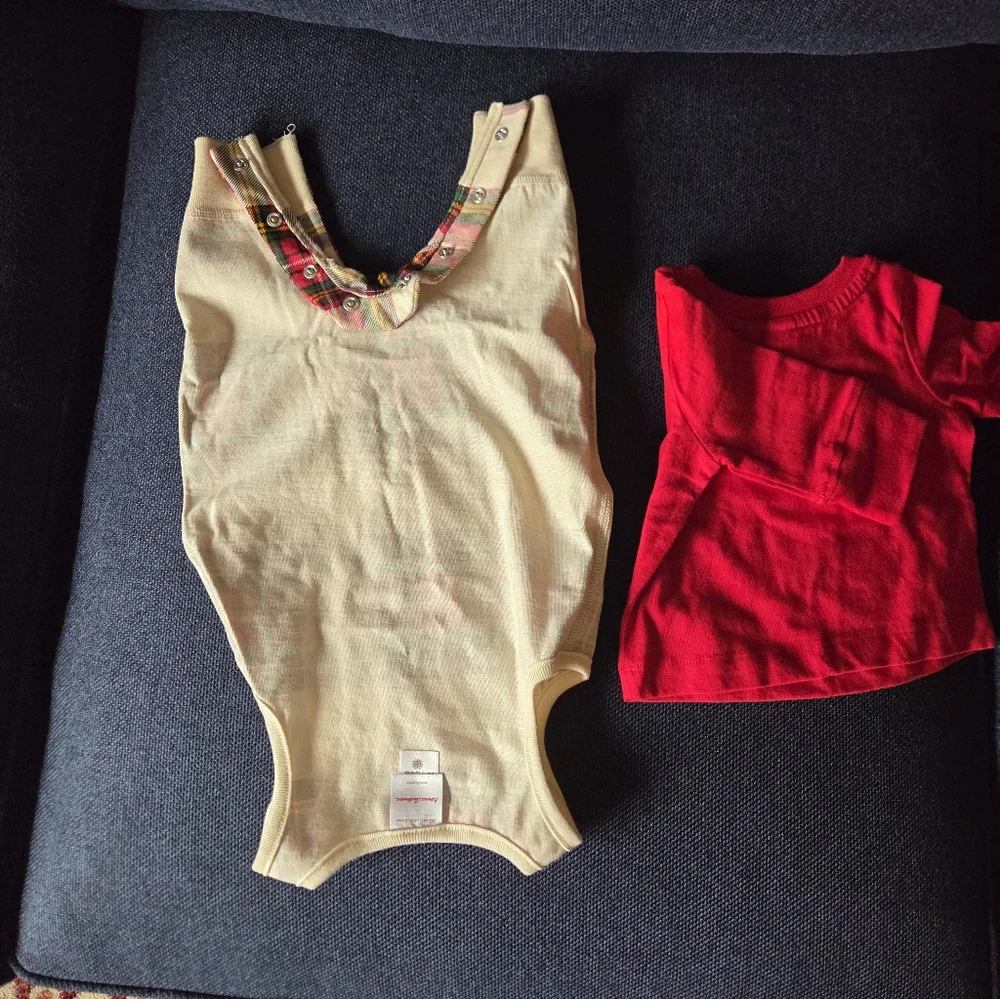 Hanna Andersson Holiday Plaid With Red Tshirt 0-3months